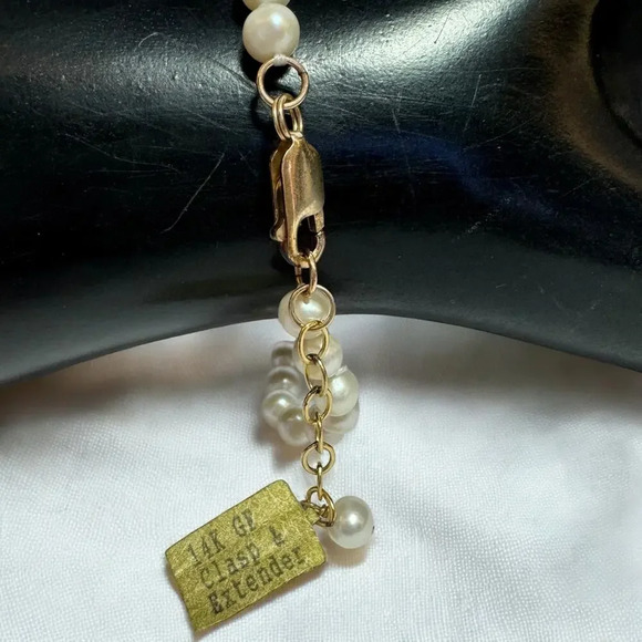14K GF Genuine Freshwater Pearl Hand Knotted Bracelet, Vintage Deadstock - Picture 5 of 7